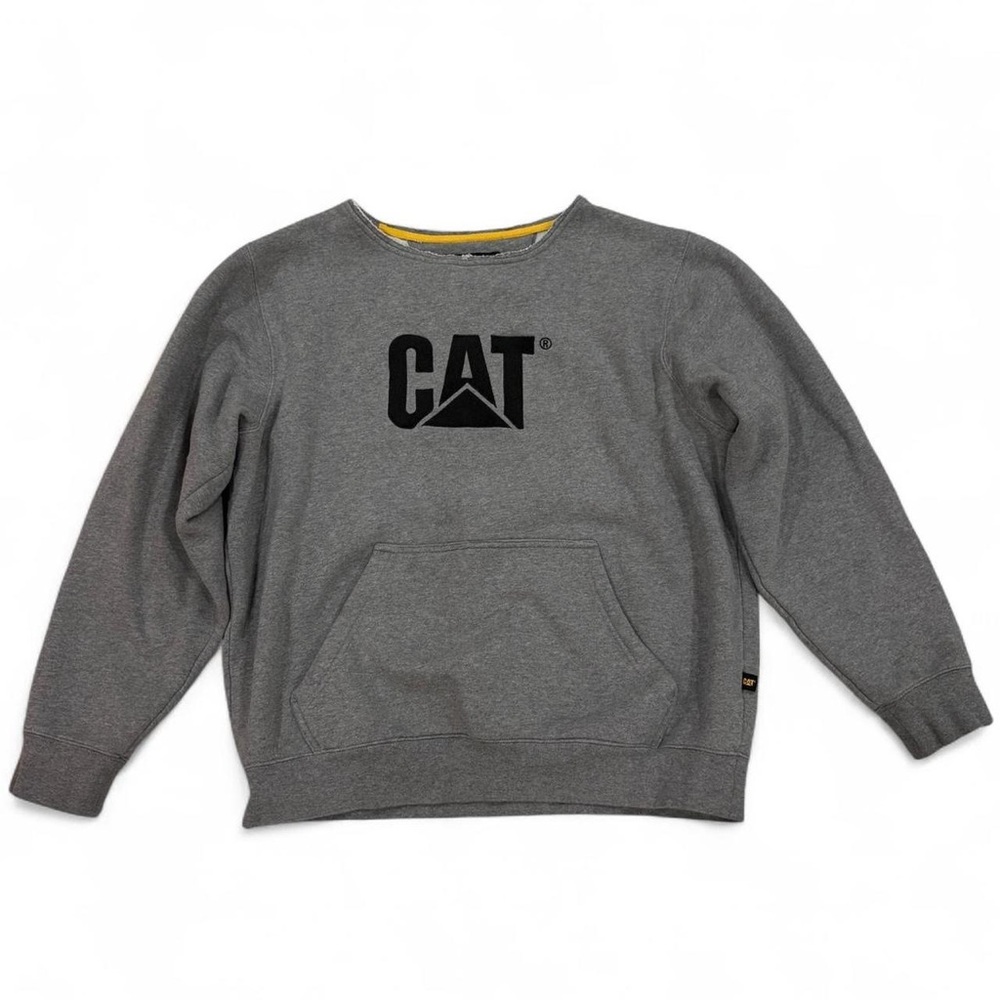 CAT Caterpillar cut off hood crew neck sweatshirt